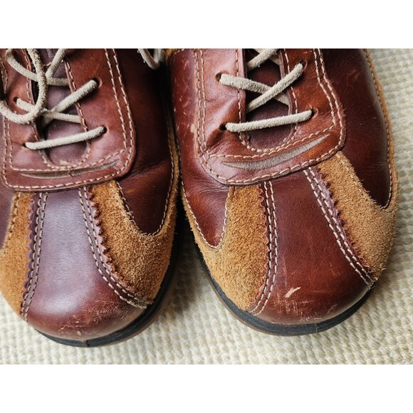 ECCO Yak 37504 Brown Beige Leather Sneakers Shoes Mens Size 43 US 9.5 10 Used - Picture 5 of 11